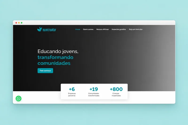 Site EcoCreator: oficinas de tecnologia e transformação de comunidades